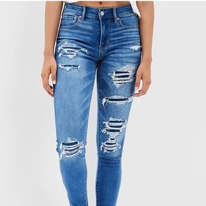 American Eagle Size 14 Patched Hi-Waisted Jegging